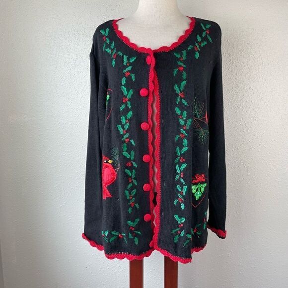 Basic Editions Plus Holiday Cardigan Sweater Size X EUC - Picture 1 of 8